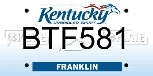 BTF581 Kentucky License Plate
