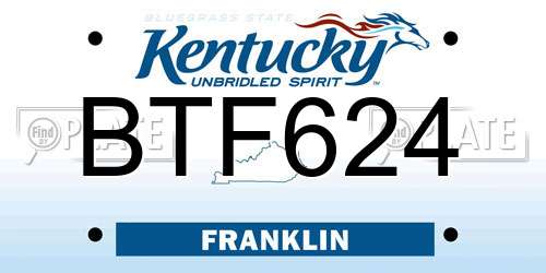 BTF624 Kentucky License Plate
