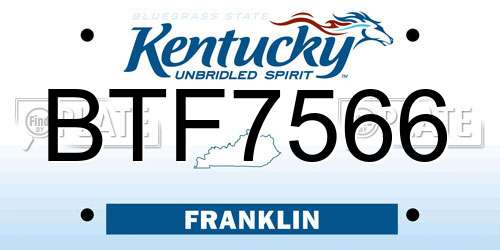 BTF7566 Kentucky License Plate