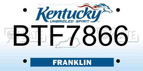 BTF7866 Kentucky License Plate