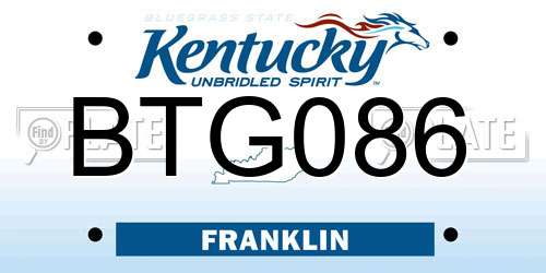 BTG086 Kentucky License Plate