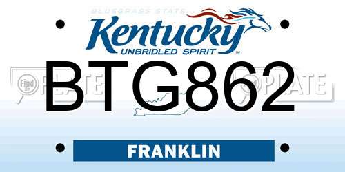 BTG862 Kentucky License Plate
