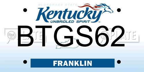 BTGS62 Kentucky License Plate