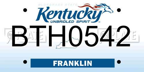 BTH0542 Kentucky License Plate