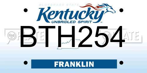 BTH254 Kentucky License Plate