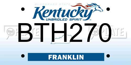 BTH270 Kentucky License Plate