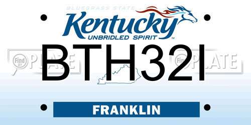 BTH32I Kentucky License Plate