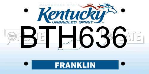 BTH636 Kentucky License Plate
