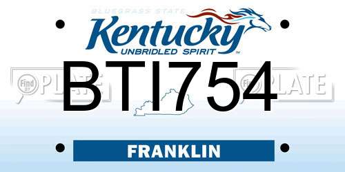 BTI754 Kentucky License Plate