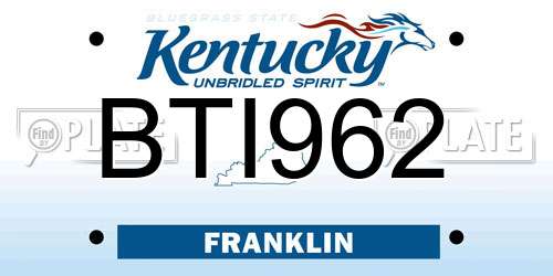 BTI962 Kentucky License Plate