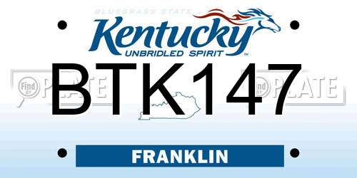 BTK147 Kentucky License Plate