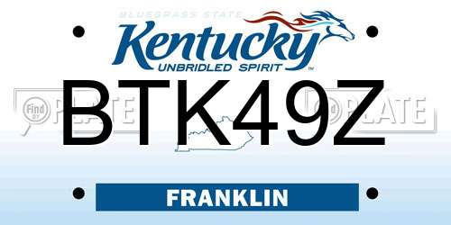 BTK49Z Kentucky License Plate