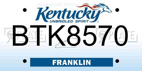 BTK8570 Kentucky License Plate