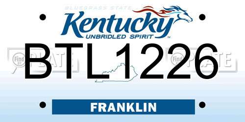 BTL1226 Kentucky License Plate