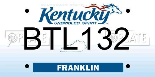 BTL132 Kentucky License Plate
