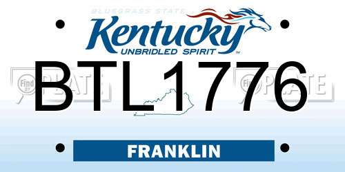 BTL1776 Kentucky License Plate