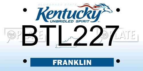 BTL227 Kentucky License Plate