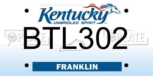 BTL302 Kentucky License Plate