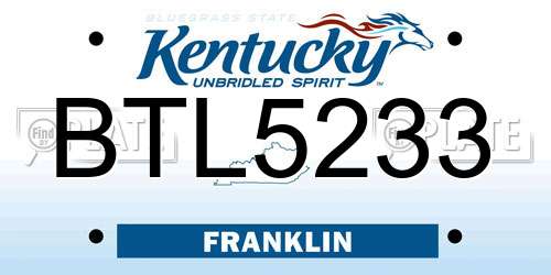 BTL5233 Kentucky License Plate