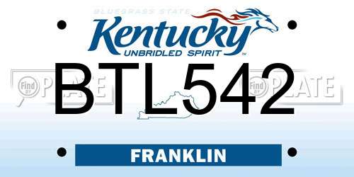 BTL542 Kentucky License Plate