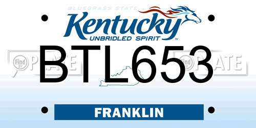 BTL653 Kentucky License Plate