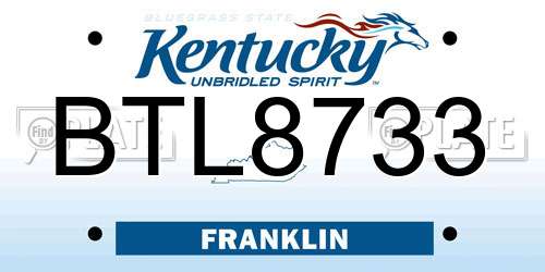 BTL8733 Kentucky License Plate