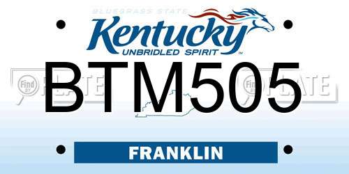 BTM505 Kentucky License Plate