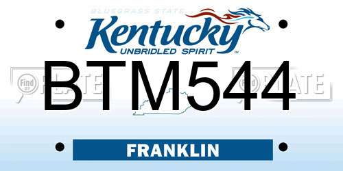 BTM544 Kentucky License Plate