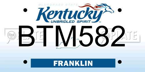 BTM582 Kentucky License Plate