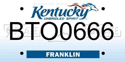 BTO0666 Kentucky License Plate