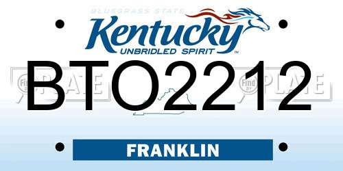 BTO2212 Kentucky License Plate