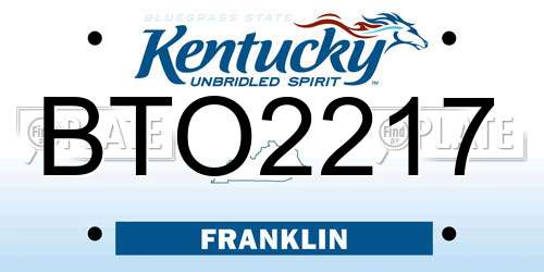BTO2217 Kentucky License Plate