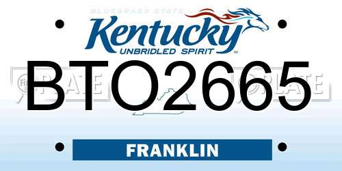 BTO2665 Kentucky License Plate