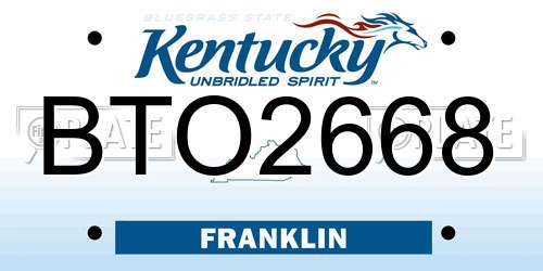 BTO2668 Kentucky License Plate