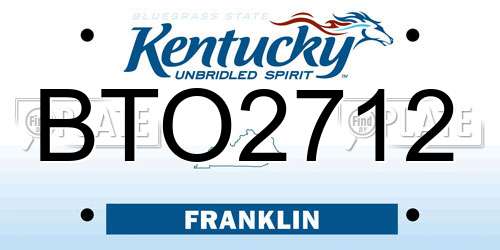 BTO2712 Kentucky License Plate
