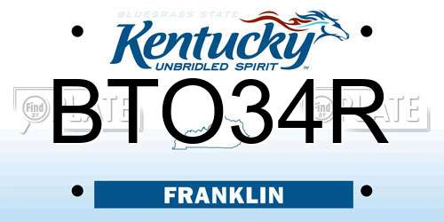 BTO34R Kentucky License Plate