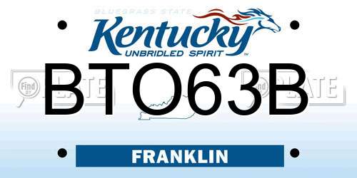 BTO63B Kentucky License Plate