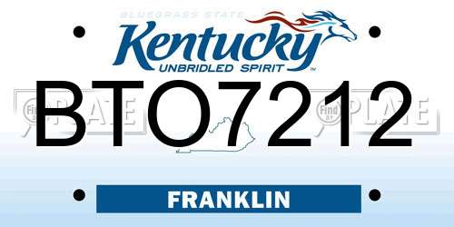 BTO7212 Kentucky License Plate
