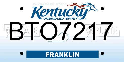 BTO7217 Kentucky License Plate