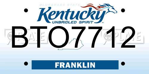 BTO7712 Kentucky License Plate
