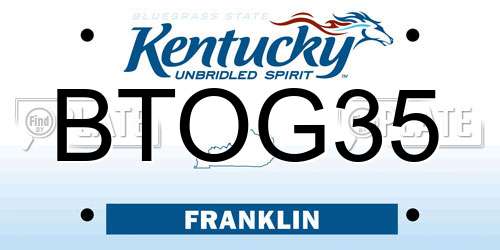 BTOG35 Kentucky License Plate