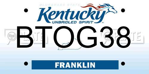 BTOG38 Kentucky License Plate