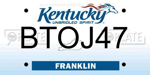 BTOJ47 Kentucky License Plate