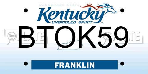 BTOK59 Kentucky License Plate