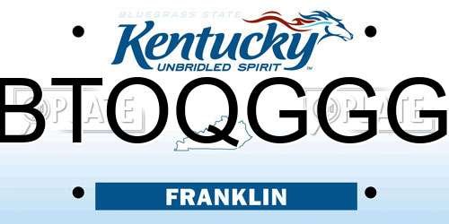 BTOQGGG Kentucky License Plate