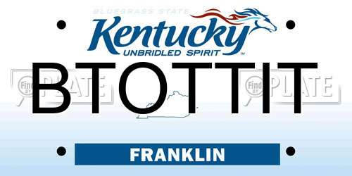 BTOTTIT Kentucky License Plate