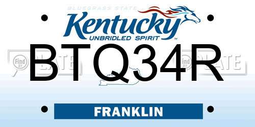BTQ34R Kentucky License Plate