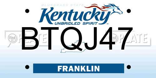 BTQJ47 Kentucky License Plate