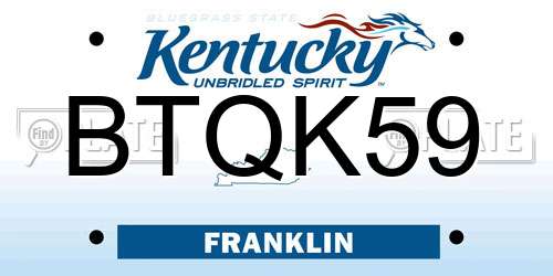 BTQK59 Kentucky License Plate