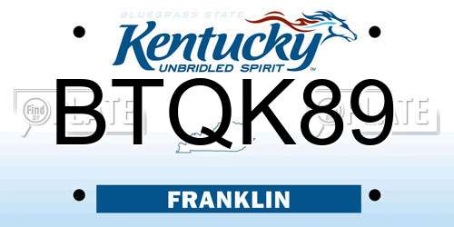 BTQK89 Kentucky License Plate